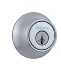 Round Satin Chrome Deadbolt Lock For Exterior Front Entry Doors With Keyed Exterior Lock And SmartKey Rekey Security Dope Pick Resistant Core Single Cylinder Security Lock For Quick Stress Free Home Access close-up