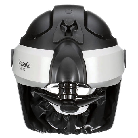 Front view of a black and silver helmet with M-930 marking and integrated air protection
