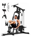 All In One Home Gym Machine With Leg Press And Preacher Curl Versatile Full Body Workout System in use for leg training