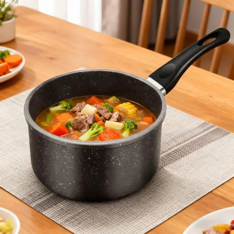 1.5 Quart Nonstick Saucepan With Detachable Handle And Swiss Granite Coating Small Multipurpose Pot For Induction Cooking