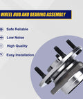 Front view of Front Wheel Bearing And Hub Assembly 515006 Replacement For Dodge Ram 1500 1994 To 1999 Front 5 Lug Bolts Without ABS