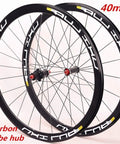 Road Bike Wheelset 700C with Carbon Fiber Hubs, Dope Double Wall Alloy Rims, Front and Rear Sealed Bearing CV Brake visible