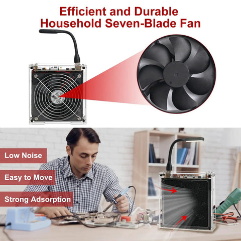 DIY Solder Fume Extractor Kit With LED Light And Filters for Smoke Absorption during soldering with quiet fan and suction power