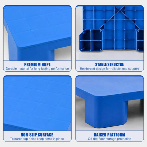 Beefy Heavy-Duty Plastic Pallet for Basement and Garage Storage HDPE Stackable Floor Pad with stability features