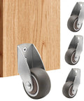 Four Pack Of One Point Five Inch Rigid Caster Wheels With Rock Hard Stainless Brackets And Smooth As Butter Rubber Tires for utility carts