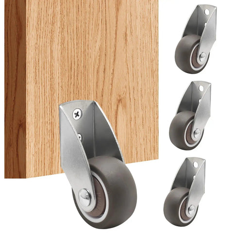 Four Pack Of One Point Five Inch Rigid Caster Wheels With Rock Hard Stainless Brackets And Smooth As Butter Rubber Tires for utility carts