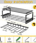Dimensions of Heavy Duty Wall Mounted Power Tool Organizer 3 Tier Storage Rack For Cordless Drill Tools Strong Wire Mesh Top And Iron Support Space Saving Vertical Organizer Perfect Gift For Dad 2 Pack
