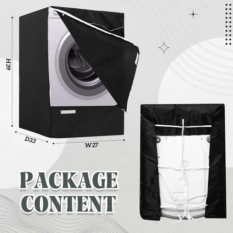 2 Pack Black Outdoor Washer and Dryer Covers 27 x 33 x 39 Inch Weatherproof Waterproof Dust Proof Anti UV Front Loading Machine Cover display