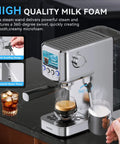 20 Bar Espresso Machine With Milk Frother, Stainless Steel Coffee Maker, 42 Oz Removable Water Tank, Silver, in kitchen