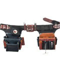 Adjustable Industrial Electrician Tool Belt Set Featuring Thirty One Slick Pockets And Kickass Pro Grade Tool Holders Built Tough For Hard Working Jobsite Go Getters Made In Usa, showing full pockets and heavy-duty design.