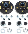 GREPSPUD trailer hub kit pair, front view, 2 sets, 5x4.5 bolt pattern, 3500 lb, bearings, seals, nuts, cotter pins