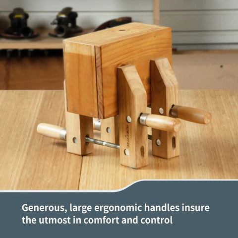 Shop Grade 12 Inch Wooden Handscrew Clamps Pair For No Sweat Woodworking And Reliable Repairs featuring large ergonomic handles.