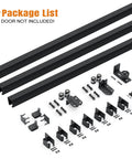 Exterior Sliding Barn Door Hardware Kit With Box Rail Track Beefed Up 450Lb Capacity Black Weather Resistant Steel Wall Mount