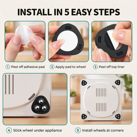Say Adios To Heavy Lifting With These Hassle Free Self Adhesive Appliance Sliders featuring 360 Degree Swivel Caster Wheels installation guide.
