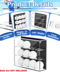Wall Mount Acrylic Golf Ball Display Case With 3 Tiers Holds 12 Balls, Clear Showpiece Storage Box For Collections And Memorabilia