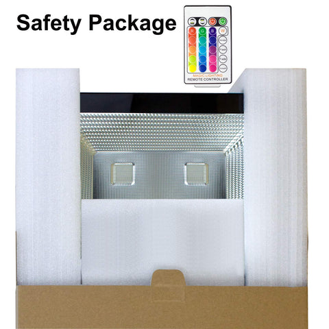 RGB LED Flood Lights For Indoor And Outdoor Decor With Remote Control Waterproof Color Changing Wall Washer Dimmable Security Lighting US 3 Prong Plug 200W 16 Color Modes And Patterns boxed with safety packaging.