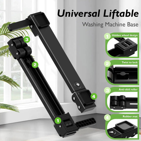 20 To 32 Inch Extendable Appliance Sliders With Liftable Anti Slip Base For Easy No Hassle Moving Of Washing Machines, Dryers, Refrigerators And Heavy Furniture, Heavy Duty Rollers For Smooth Glide And Stable Lift Black.