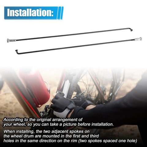 14G J Bend Bicycle Spokes Set with Brass Nipples, 187mm Length, installation guide for wheel repair, outdoor setup