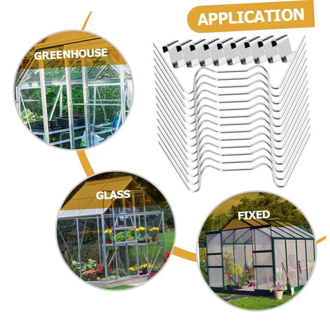 50 Set Greenhouse Fixing Clips For Glass Panes Reinforced Stainless Steel Pane Clips Heavy Duty And Easy To Use Ideal For Film Covering And W Wire Clamps Built Tough Secure Panels In Frames
