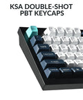Compact 96 Percent Wireless Mechanical Keyboard Hot Swap Switches Dual 2.4Ghz Bluetooth Solid Aluminum Frame Qmk Firmware Customizable Rgb Lighting Dope Finish Game Changer Setup For Mac Pc Rigs with KSA double-shot PBT keycaps.