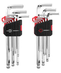 18 Piece Allen Wrench Set With Ball End For Bike, Furniture, And Electrical Repairs, SAE And Metric Hex Keys in a holder