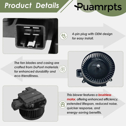 Product details of AC Blower Motor Replacement For Ford F-Series And Lincoln SUVs Front Brushless Direct Fit Unit.