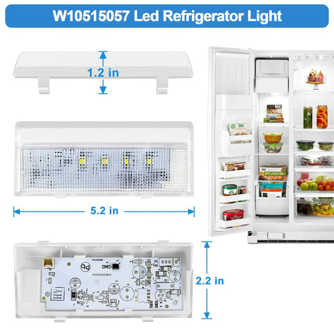 Upgraded W10515057 Refrigerator LED Light With Cover Replacement Easy Install For Kenmore Whirlpool Maytag WRS325FDAM04 WPW10515057