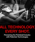Woman playing pickleball using the Elongated Pickleball Paddle With Toray T700 Carbon Fiber Face And Hyper Spin Technology Power1 Core 16mm Polypropylene Honeycomb For Pro Level Spin Control And Power