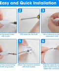 Installation steps for Heavy Duty Anti Tip Furniture Anchors 6 Pack Metal Wall Straps in white for securing furniture.