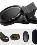 Clip On CPL Polarized 37mm Phone Camera Lens With HD Optical Glass Anti Glare For IPhone Samsung And Most Phones Enhances Colors