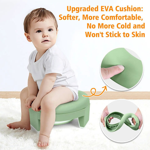 Effortless Foldable Toddler Potty Training Seat With Plush Comfort Pad And Nifty Carry Bag Super Grab And Go Portable Bathroom Chair For Indoor Outdoor Family Use Green