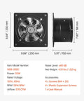 Beefy 8 Inch Exhaust Fan With On Off Control, High Velocity Wall Mount Ventilation Fan Delivers 576 CFM At 55W, side view.