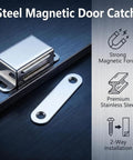 Heavy Duty Cabinet Magnetic Catch Door Magnets Latch 30lb Hold For Kitchen Cupboard Pantry Closet Wardroom Strong Stainless Steel Hardware installed on door.