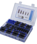 80 Piece Quick Connect Straight Push Fittings Kit For Pneumatic Hose And Air Water Pipe Adapter Assortment In Sizes From 5/32 To 1/2 Inch For PU PA PE PVC Nylon Tubing High Pressure Rating Tool Free Connection in storage case
