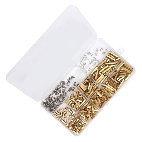 Brass M3 Hex Standoff Spacer Kit 300 Piece Screw Set For Motherboards, Electronics Enclosures, 3D Printers And DIY Projects Tarnish Resistant Zinc Plated Hardware Includes 5mm To 20mm Length Variants in organizer case