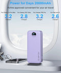 High Capacity 20000mAh Portable Charger With Built In Cables And Wall Plug USB C Fast Charging Power Bank On airplane tray