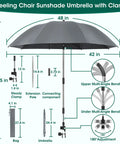 Diagrams of clamp umbrella for Two In One Garden Kneeler With Umbrella And Portable Stool For Easy Yard Work, Includes Tool Bag And Bottle Holder
