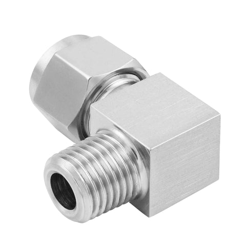 Stainless steel 304 90-degree compression elbow fitting 3/8 in OD x 3/8 in NPT male