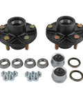 Trailer Idler Hub Kit Set For 5 On 4.5 Inch Axles 2000 Lb Capacity 1-1/16 Inch Straight Spindle Includes Outer Cone Bearings