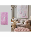 Pink Rhinestone Wall Plate Light Switch Cover for Single Toggle in living room decor, 2.75 by 4.5 inches.