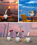Four Pack Clear Glass Table Top Torches For Outdoors Mini Citronella Lanterns Easy Refill Lit Patio Yard Party Lighting