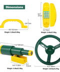 Kids Outdoor Playground Accessories Swingset Attachments With Pirate Ship Wheel Toy Telescope Telephone And Safety Handles In Yellow And Green Built To Last Durable Playset Add Ons