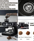 Top Tier Automatic Espresso Machine With Built In Conical Burr Grinder And Adjustable Coarseness For Home Baristas Cranking Out Rich Lattes Morning Fuel, showing precision grinding features.