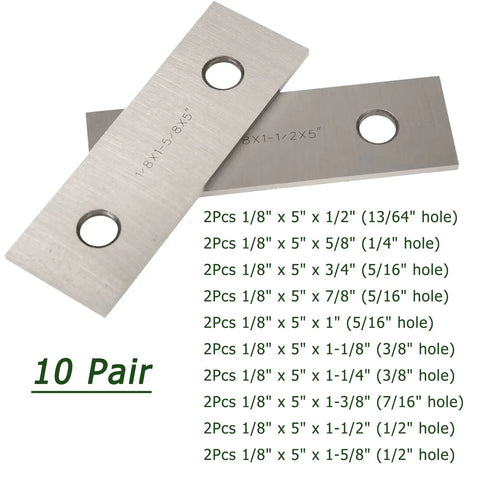 10 Pair 1/8 X 5 Machinist Parallel Block Tool Set For Precision Milling Pro Grade Ultra Accurate To 0.0002 In Parallelism 1/2 To 1-5/8 Inch Range Alloy Steel 40Cr Matched Parallel Bars