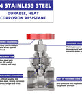 1-1/2 Inch NPT Stainless Steel Gate Valve Heavy Duty Female To Female Thread Manual Rotary Sluice Valve With Wheel Handle