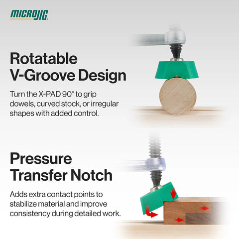 Matchfit X Pad Accessory For Dovetail Clamps Four Piece Set Dual Direction Hold Down Upgrade For Woodworking Jigs Routing Sanding And Workholding Enhancement In Shop Projects And Fabrication, rotatable V-groove clamp on wood