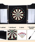 Solid Wood Classic Dartboard Cabinet Set With Bristle Dartboard, Built In Scoreboard, 6 Steel Tip Darts, Easy Assembly, Accessories