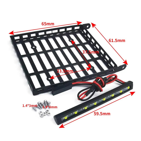 Hella Sick Metal Roof Rack And Luggage Carrier Fits 1 24 Scale RC Crawlers Compatible With Axial Scx24 Gladiator Off Road Truck Upgrade Gear And Spare Parts, dimensions and details.