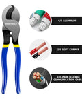 Rock Solid Heavy Duty Cable Cutter For Thick Battery Copper And Aluminum Wires With Ergonomic Comfort Grip and High Leverage Design for cutting 4/0 aluminum and 2/0 copper.