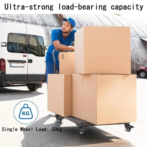 Straight Up Heavy Duty Silent Pu Caster Wheels 4 Pack 2 Inch Lockable Swivel With M10x25mm Screw Insert 200lb Load Bearing on a trolley.